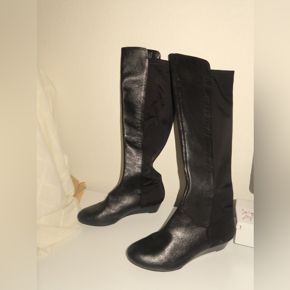 Jessica Simpson Black Over-the-Knee Stretch Leather Boots